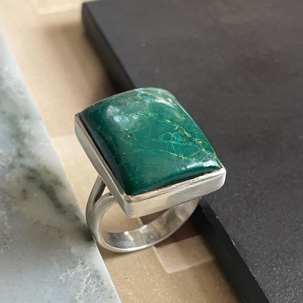 925 sterling silver Chrysocolla rings in US  9 or adjustable that fit US:9